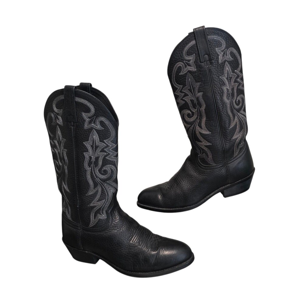 Dan Post Western Boots Mens Size 8EW Black Leather 13 Inch Cowboy Extra Wide